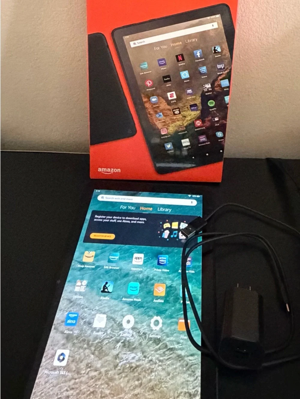 Amazon Fire Tablet in Black with Orange Retail Box